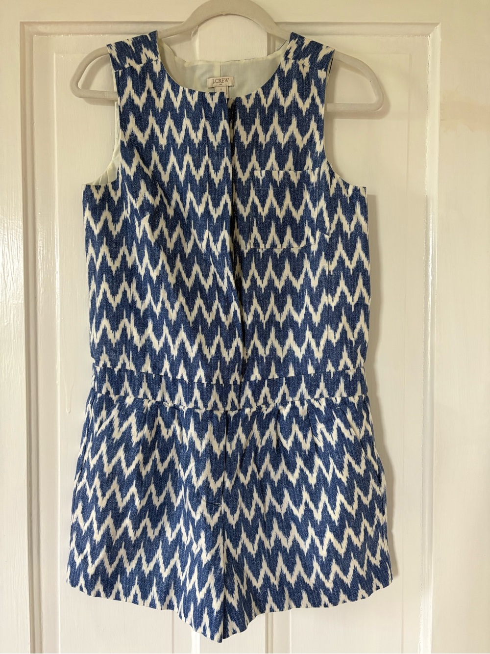 J. Crew Navy and White Zigzag Sleeveless Kids Dress